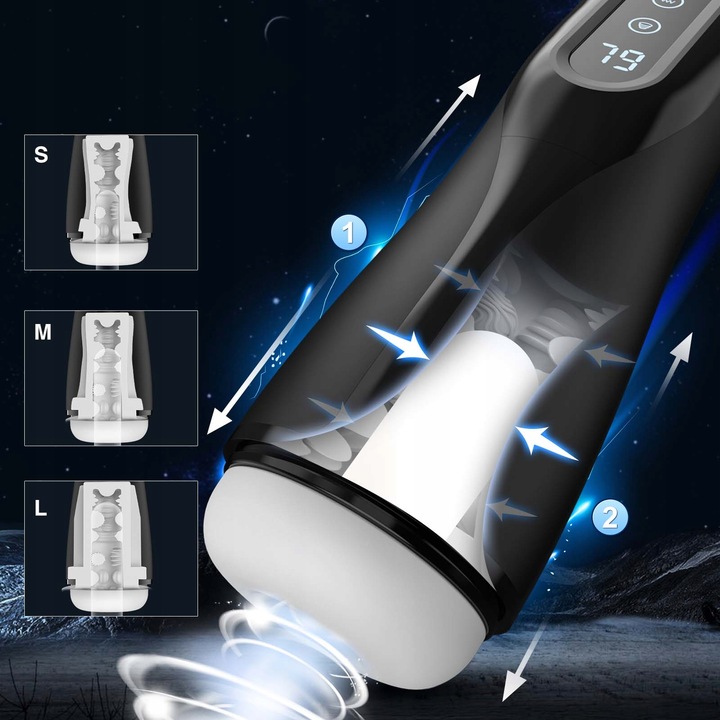 Automatyczne masturbator meski z funkcją ssania, wibracji, ogrzewania