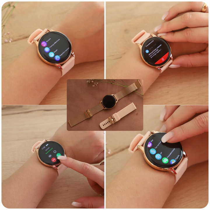 SMARTWATCH ZEGAREK DAMSKI MENU PL 300mAh AMOLED 2 PASKI BT 5.2 ROZMOWY SMS