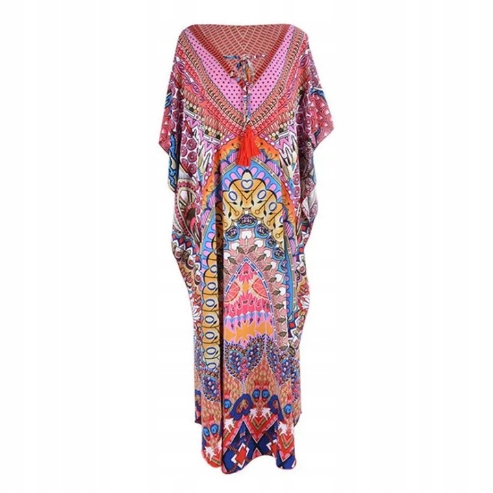 PAREO BOHO LETNIA SUKIENKA NARZUTKA TUNIKA DŁUGA PLAŻOWA plażę ZWIEWNA C3