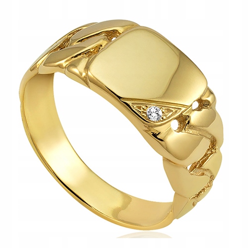 SYGNET ZŁOTY MĘSKI PANCERKA Z BRYLANTEM 585 / R28