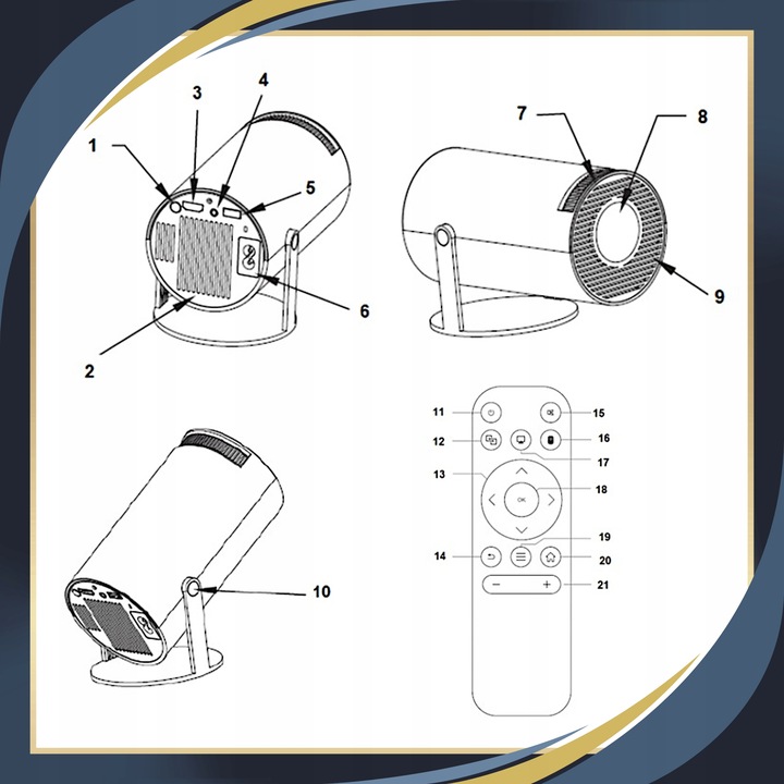 Projektor Rzutnik Przenośny Android Smart TV LED 4K Głośnik WIFI 130