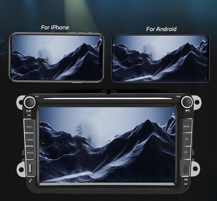 RADIO ANDROID 2DIN 4+64 GB 8 CALI VW PASSAT B6 B7 GOLF 5 V 6 VI SKODA