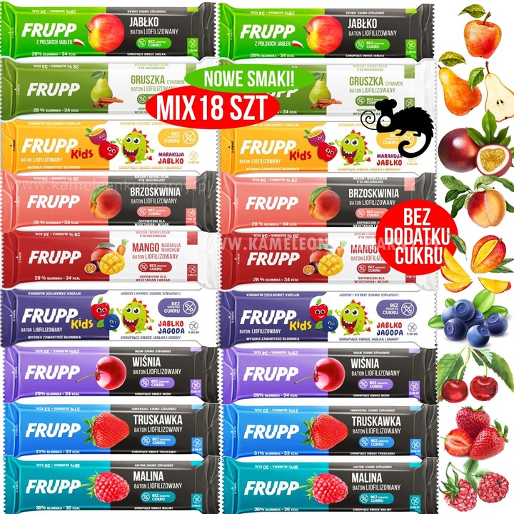 Celiko FRUPP BATON LIOFILIZOWANY bez Cukru MIX SMAKÓW x18 NOWE 3 SMAKI!!!