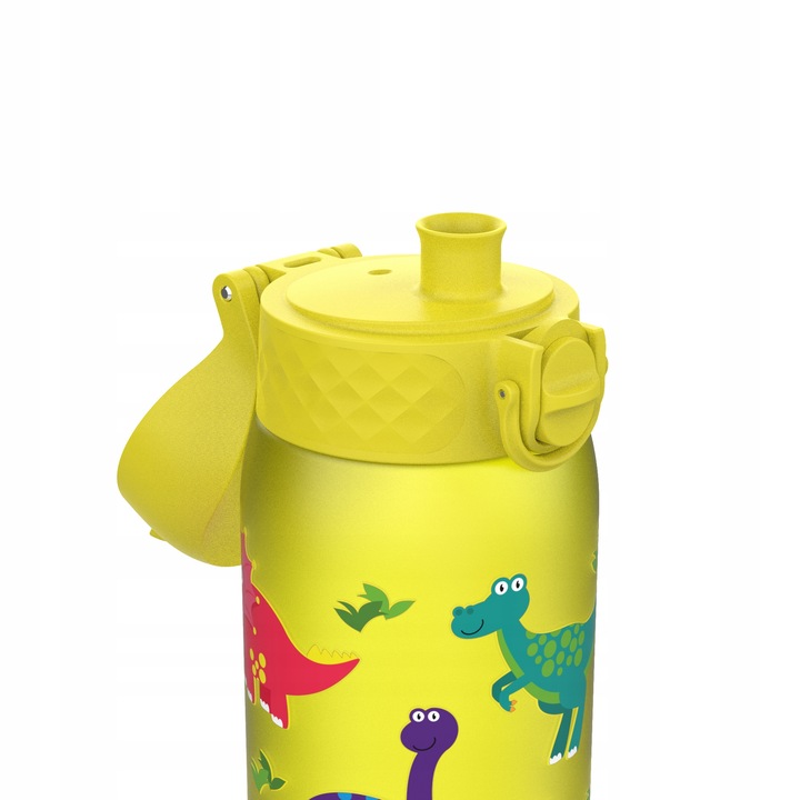 Bidon na wodę chłopięcy sportowy żółty twardy ustnik Dinozaury ION8 0,35 l