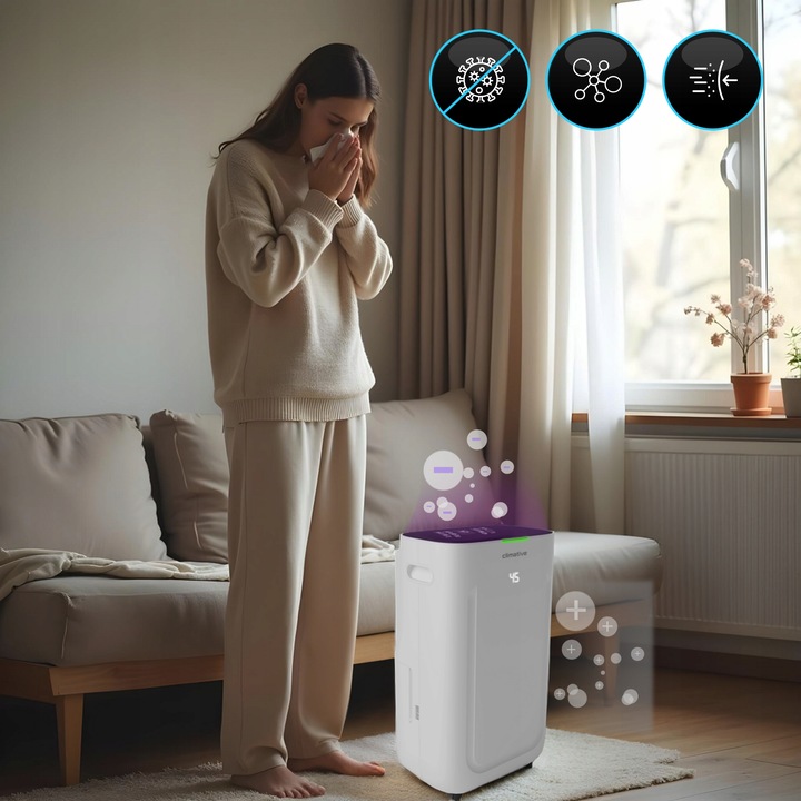 Osuszacz powietrza 20l oczyszczacz 2w1 Silent UV ION WiFi HEPA do 50m²