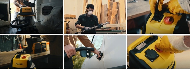 ODKURZACZ PRZEMYSŁOWY BEZWORKOWY MOCNY SUCHO MOKRO GNIAZDO STANLEY 3200W