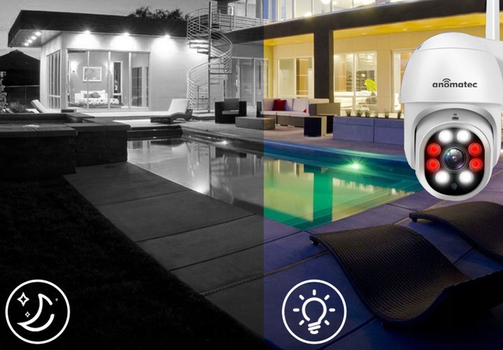 BEZPRZEWODOWA KAMERA OBROTOWA WIFI ZEWNĘTRZNA 4MPX DARMOWA APLIKACJA TUYA