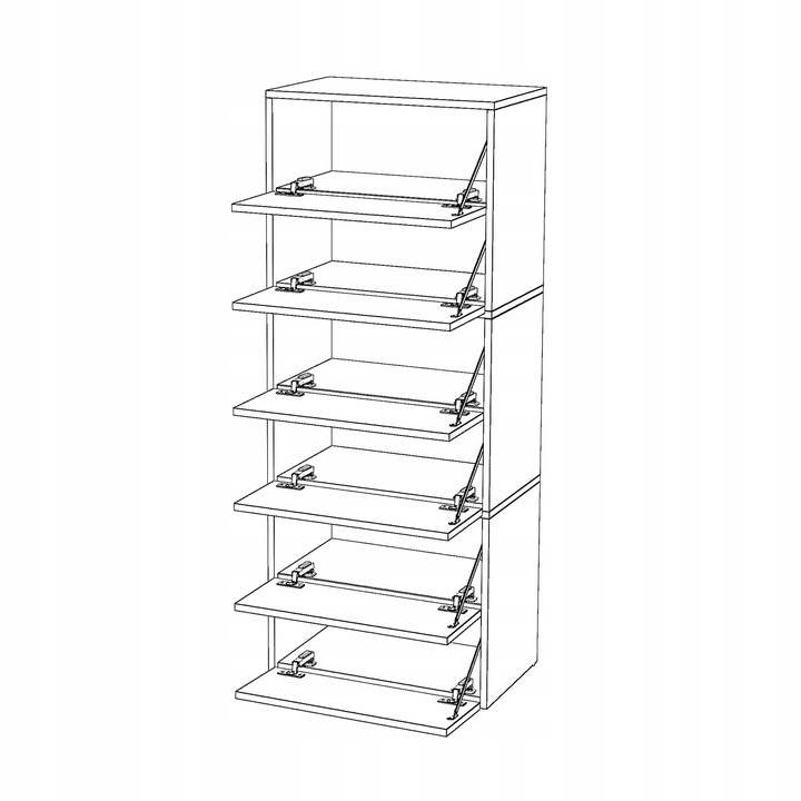 Szafka Na Buty Wysoka Dąb Wotan 6 Półek Modułowa Bez Siedziska Regał