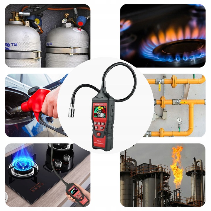 DETEKTOR WYCIEKU GAZÓW EKRAN LCD ALARM PROPAN BUTAN GAZ ZIEMNY I INNE PALNE
