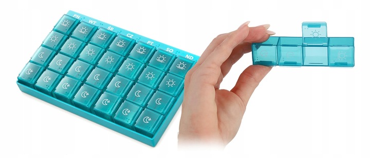 POJEMNIK ORGANIZER KASETKA PUDEŁKO NA LEKI 7 DNI 4 PORY VITAMMY PILLA 7x4