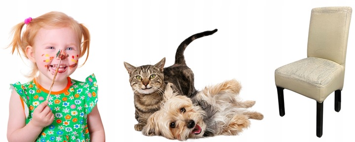 6 SZT POKROWIEC NA KRZESŁO Beż Kaszmirowy WELUR Elastyczny Gruby Pokrowce