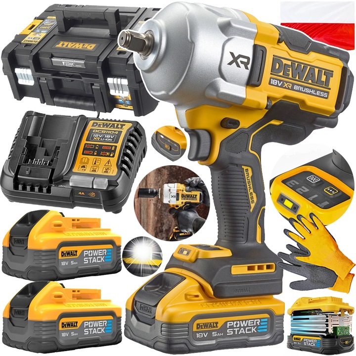 DEWALT UDAROWY KLUCZ AKUMULATOROWY KÓŁ DCF961H2T-QW 18V POWERSTACK