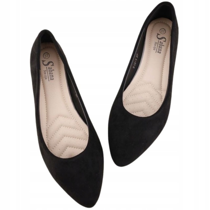 CZARNE BALERINKI DAMSKIE ZAMSZOWE BALERINY WSUWANE WKŁ. EKOSKÓRA