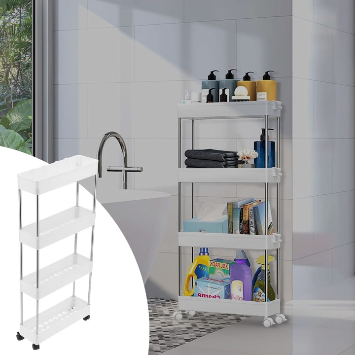 PÓŁKA ŁAZIENKOWA KUCHENNA SZAFKA NA KÓŁKACH REGAŁ 4 POZIOMOWY Z