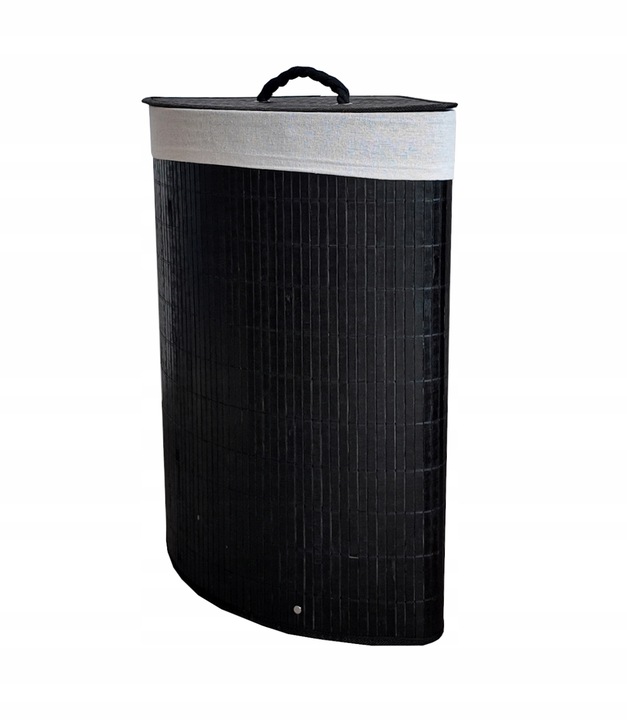 KOSZ BAMBUSOWY NA PRANIE BIELIZNĘ Z POKRYWĄ NAROŻNY POJEMNIK DUŻY 60L