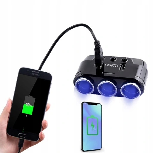 ROZDZIELACZ GNIAZDA ZAPALNICZKI 12V/24V ŁADOWARKA 3.1A + WOLTOMIERZ