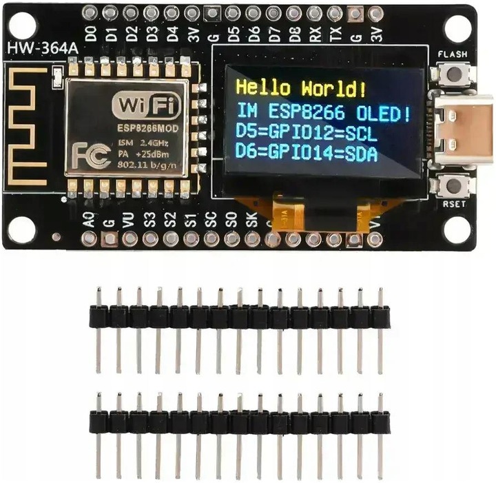 ESP8266 NODEMCU V3 OLED 0.96 128X64 Z USB-C DO ARDUINO IDE / MICROPYTHON