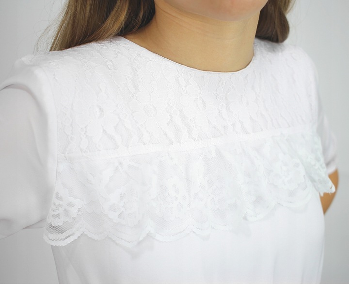 Sukienka BIAŁA Komunia KORONKA Z Falbanką 134