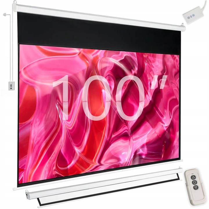 EKRAN PROJEKCYJNY ŚCIENNY RZUTNIKA ELEKTRYCZNY AUTOMATYCZNY PILOT 100
