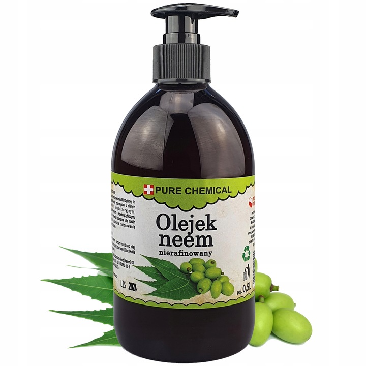 OLEJEK NEEM NIERAFINOWANY NATURALNY TŁOCZONY NA ZIMNO + DOZOWNIK 500ml 0,5l