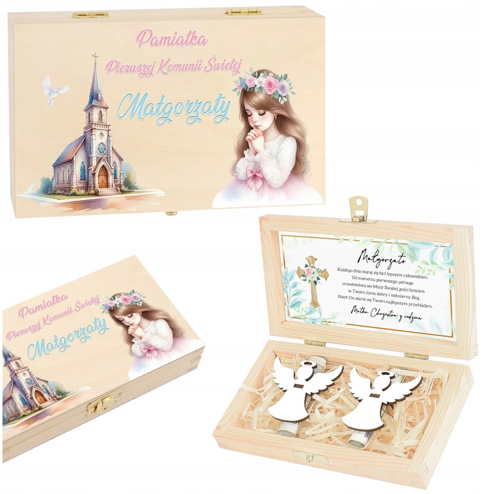 Pamiątka Pierwszej Komunii Świętej Prezent na Komunię Pudełko na pieniądze