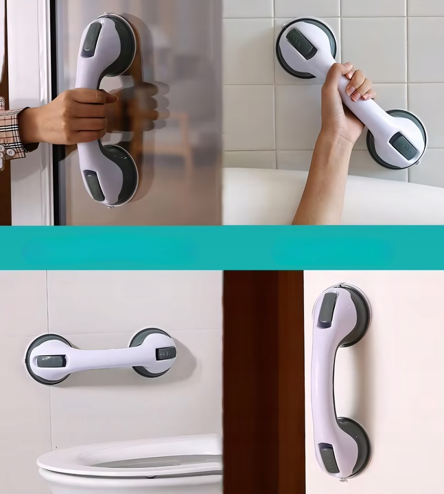 2X UCHWYT ŁAZIENKOWY DLA OSÓB STARSZYCH NA PRZYSSAWKI POD PRYSZNIC DO WC