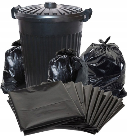 Worki na śmieci czarne do segregacji LDPE BARDZO MOCNE 120L x 100