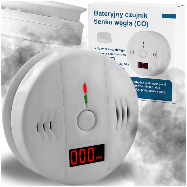 CZUJNIK CZADU TLENKU WĘGLA DETEKTOR CO BEZPRZEWODOWY LCD GŁOŚNY 85dB