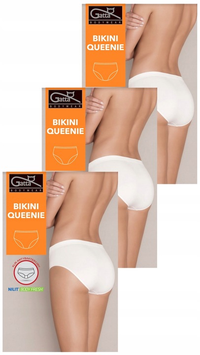 GATTA 3 SZTUKI FIGI MAJTKI BIKINI QUEENIE BIAŁE L