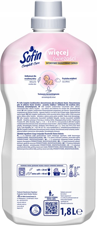 SOFIN Płyn do Płukania Tkanin Ochrona Kolorów Zestaw MIX 1,8l x5 (450