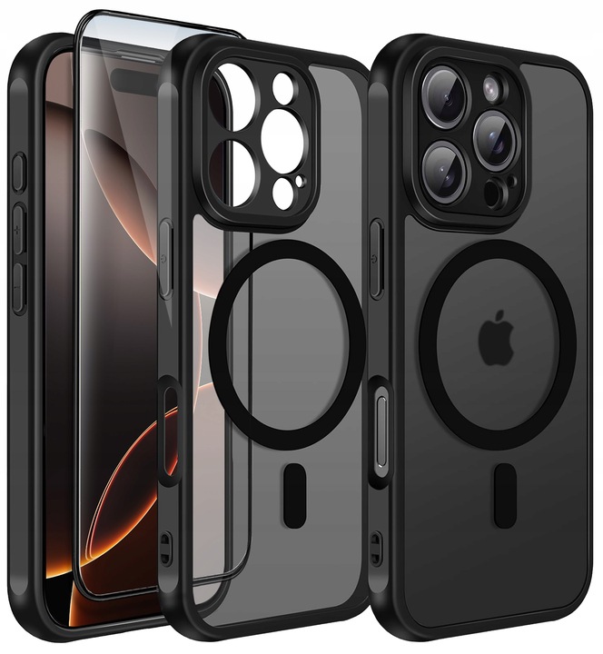 Etui do iPhone 16 Pro do MagSafe MATT CASE WZMACNIANE 360° Szkło 5D PREMIUM