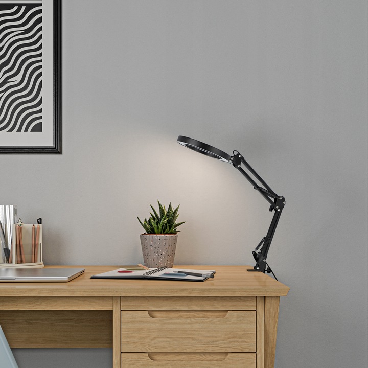 Lampka Na Biurko LED Lampa Kosmetyczna Ściemniacz Lupa Szkło