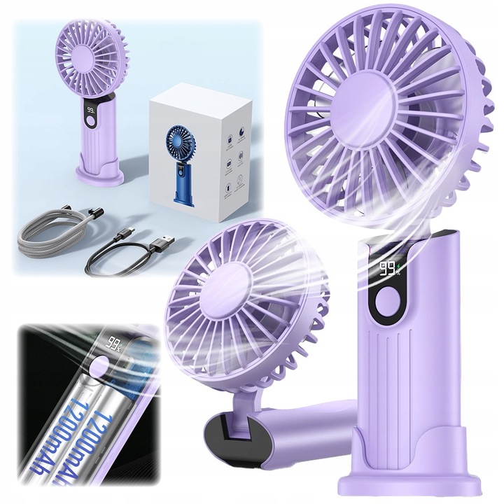 Wiatrak USB Cichy mini wentylator biurkowy ręczny 2400mAh TOPK K38