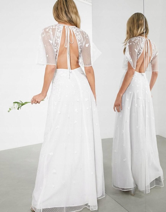 Asos Edition SUKNIA ŚLUBNA ANNIE ODKRYTE PLECY XXJ lyf S