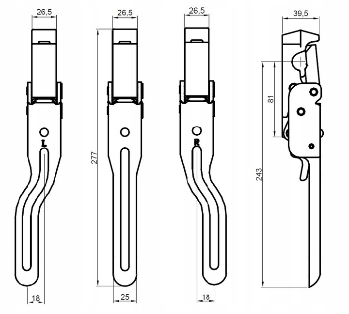 Zamek burty spinacz OTWIERANIE DOLNE prawy lewy