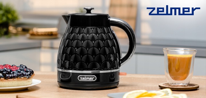 CZAJNIK ELEKTRYCZNY ZELMER BEZPRZEWODOWY PŁASKA GRZAŁKA CICHY 1,7L