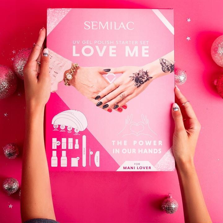 SEMILAC PREZENTOWY ZESTAW STARTOWY DO PAZNOKCI DLA POCZĄTKUJĄCYCH LOVE