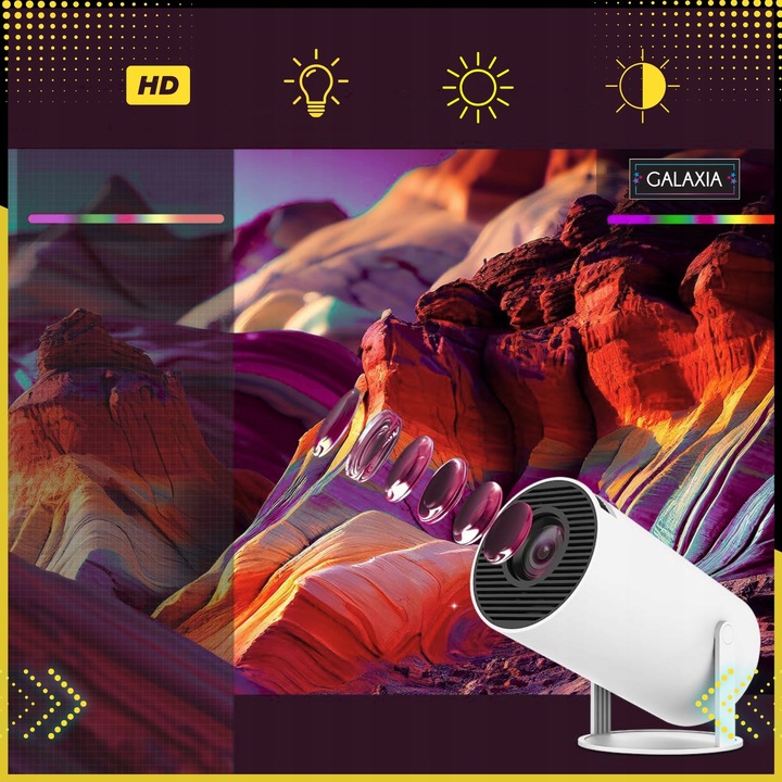 PROJEKTOR RZUTNIK MINI PRZENOŚNY ANDROID LED WIFI FULL HD SMART TV