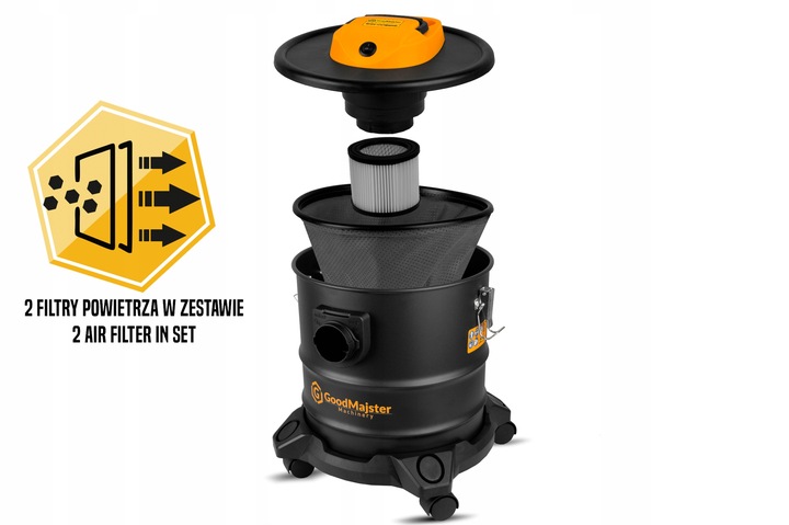 ODKURZACZ PRZEMYSŁOWY BEZWORKOWY separator do popiołu pieca kominka