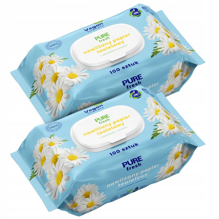 Pure Fresh Papier Toaletowy Nawilżany Rumianek 100 szt. x2