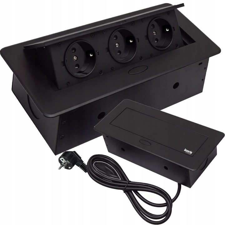 Gniazdo Chowane w Blat Nablatowe Potrójne Gniazdko