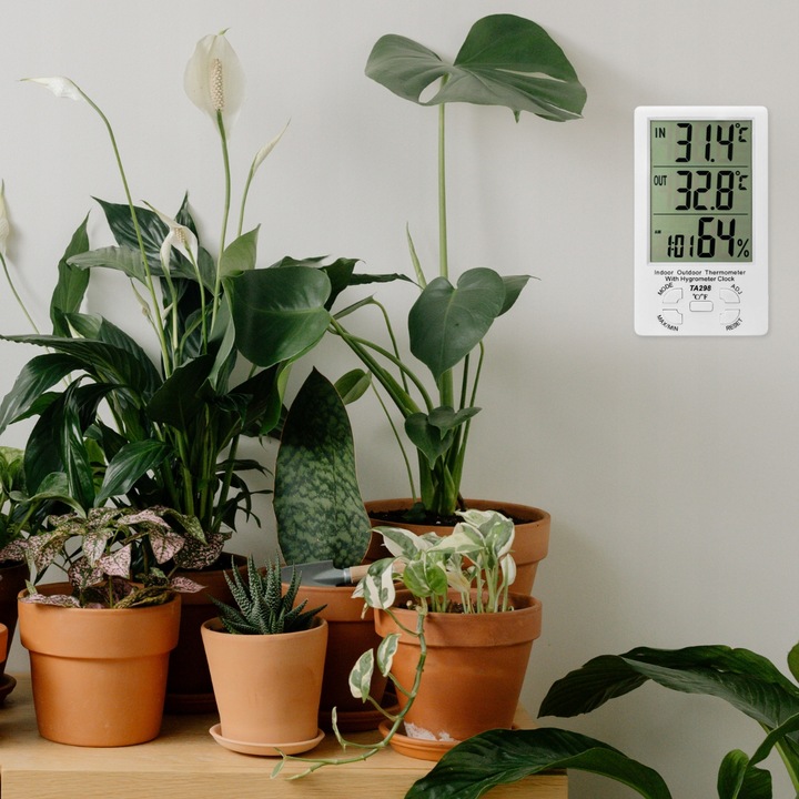 STACJA POGODOWA TERMOMETR ZEWNĘTRZNY HIGROMETR LCD ZEGAR Z SONDĄ