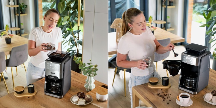 Ekspres przelewowy do kawy z Młynkiem żarnowym Yoer 1520W 1,5L