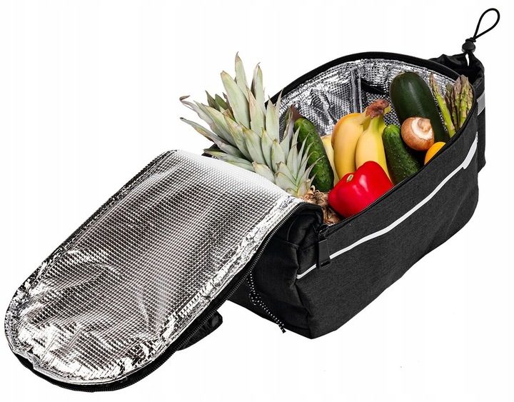 TORBA NA BAGAŻNIK NA ROWER TERMICZNA SAKWA ROWEROWA ODBLASKOWA