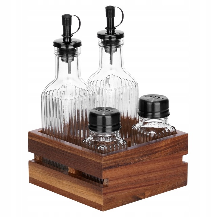 Przyprawnik STOŁOWY zestaw pojemniki do soli pieprzu oliwy octu w