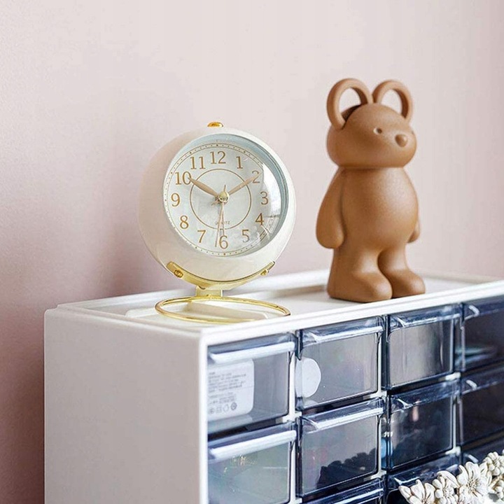 Zegar Retro Analogowy Stojący Budzik Klasyczny Alarm na Baterie