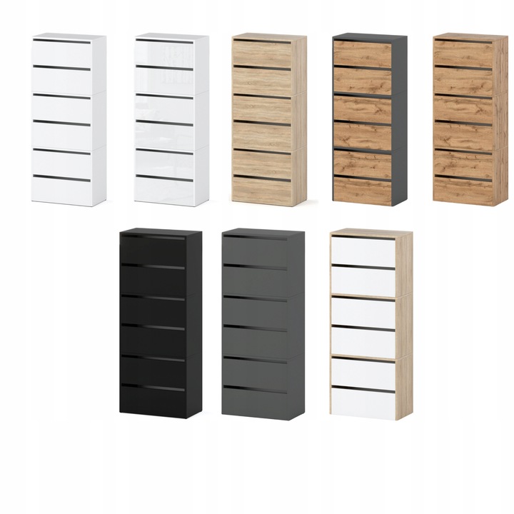 Szafka Na Buty Biała 150 CM Wysoka Modułowa Bez Siedziska Loft Regał