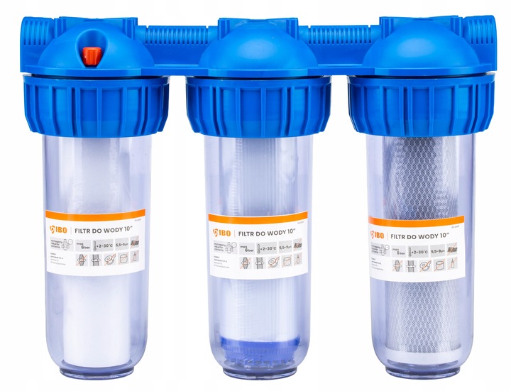 FILTR DO WODY WSTĘPNY KORPUS OBUDOWA FI 1'' GW 3-STOPNIOWY +WKŁADY