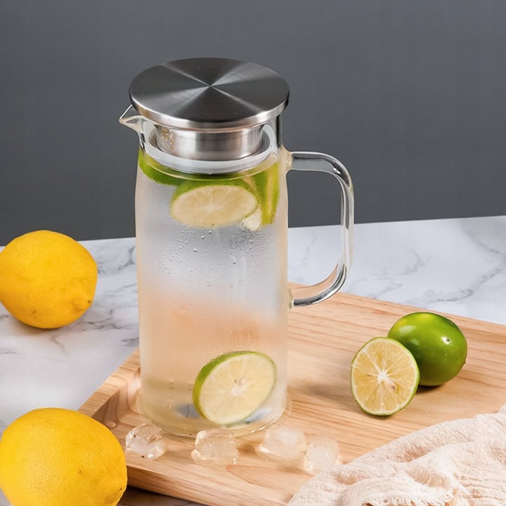 DZBANEK SZKLANY 1,5 L Z POKRYWKĄ SITKIEM ŻAROODPORNY DO HERBATY KAWY NAPOJE