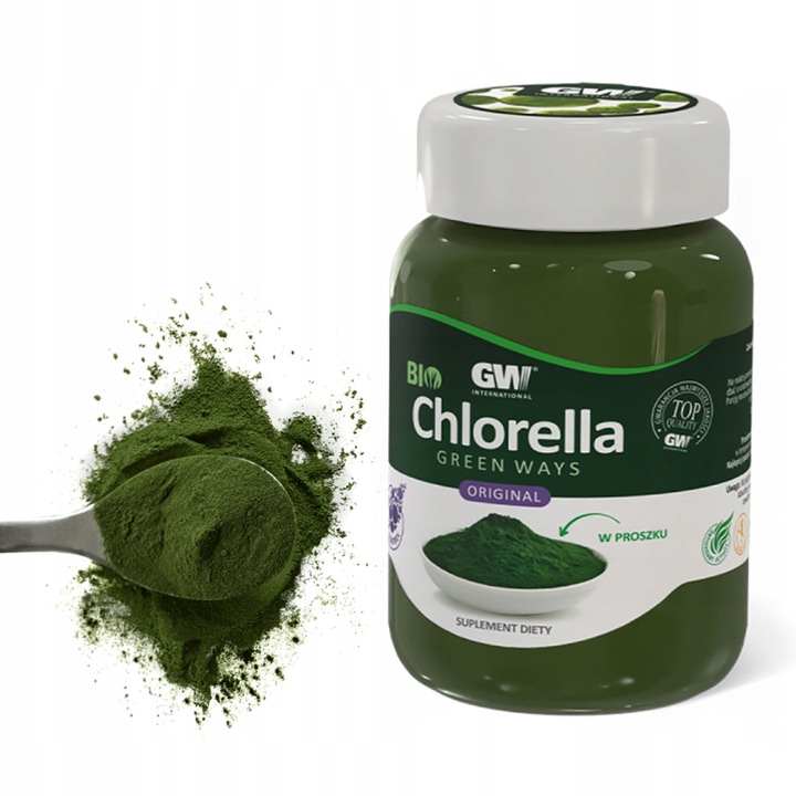 BIO Chlorella Green Ways w proszku 350g + łyżeczka + shaker - Oczyszczanie